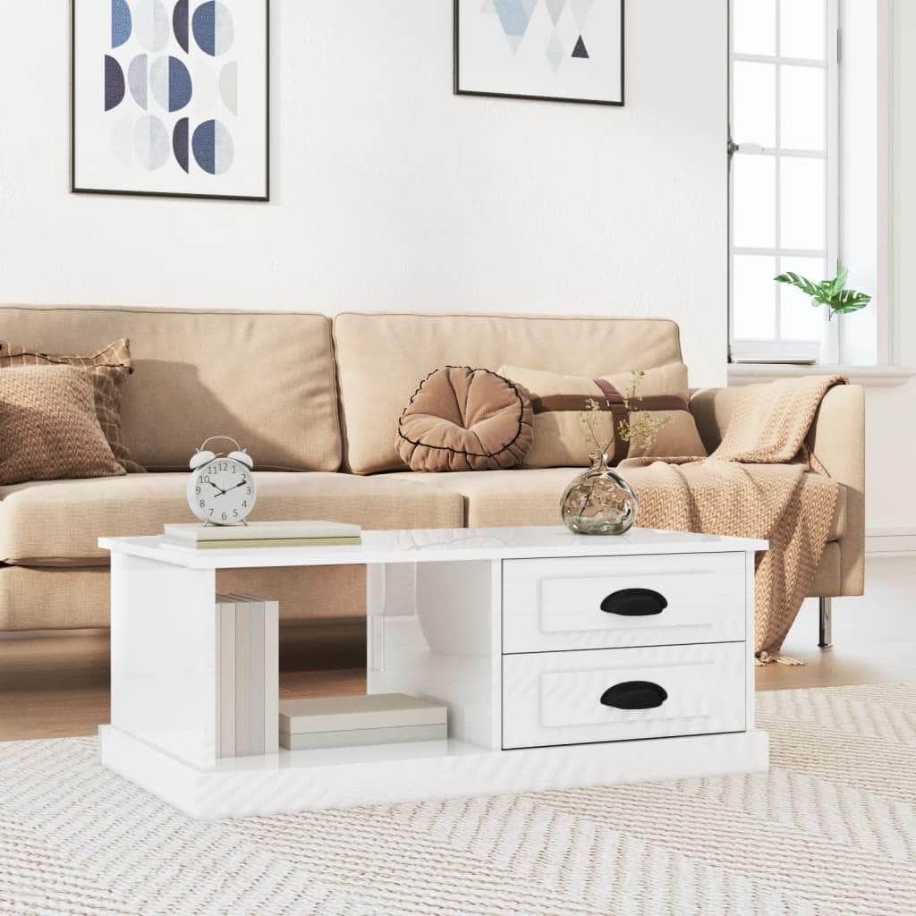 Luminous Minimalism: White Engineered Wood Coffee Table