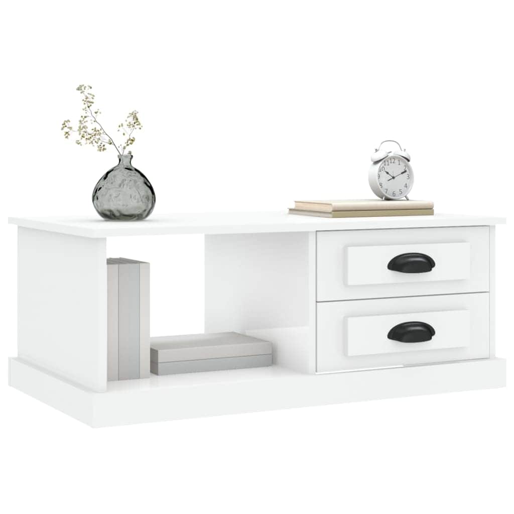 Luminous Minimalism: White Engineered Wood Coffee Table