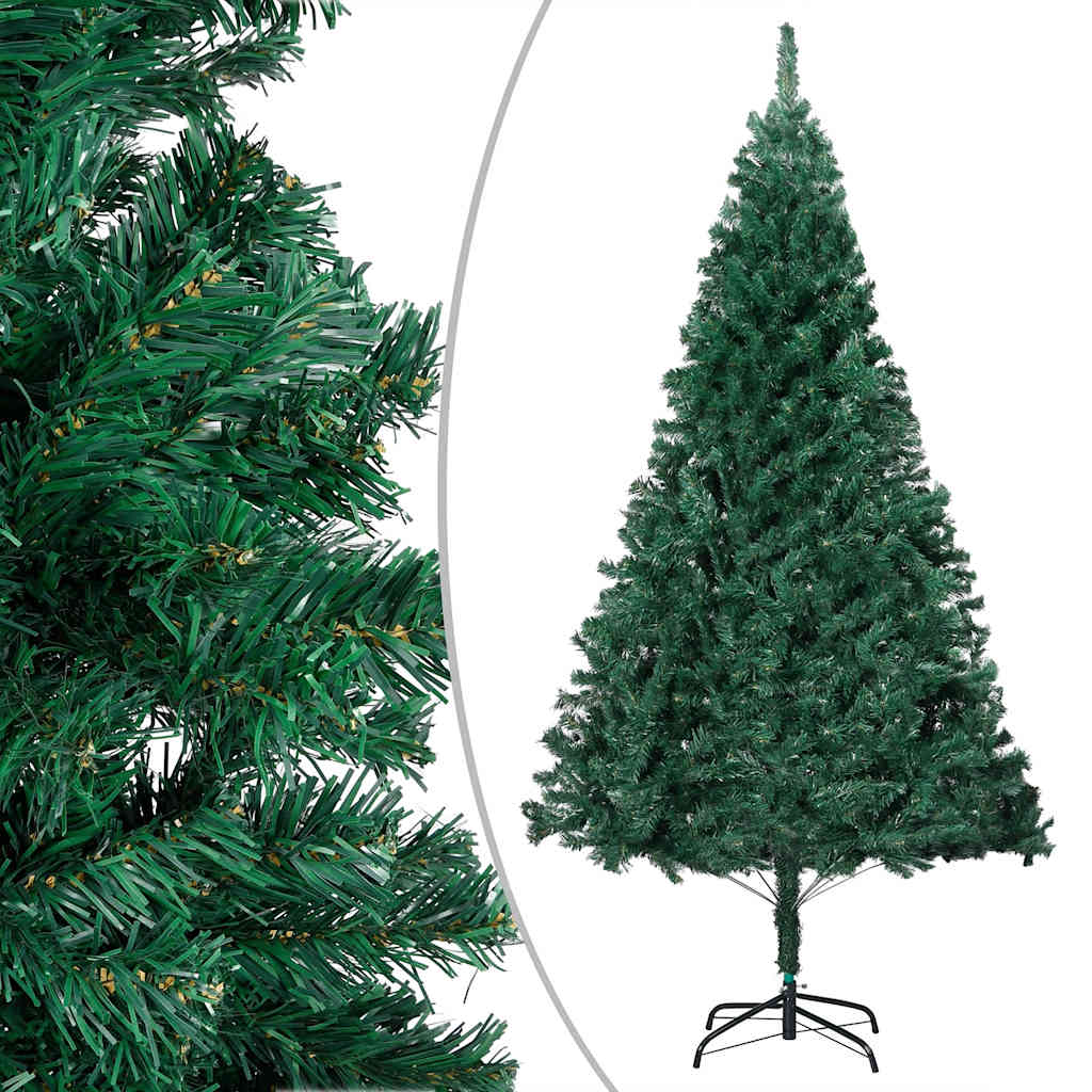 Lush Green Radiance: LED-Lit PVC Artificial Christmas Tree with Ornament Set