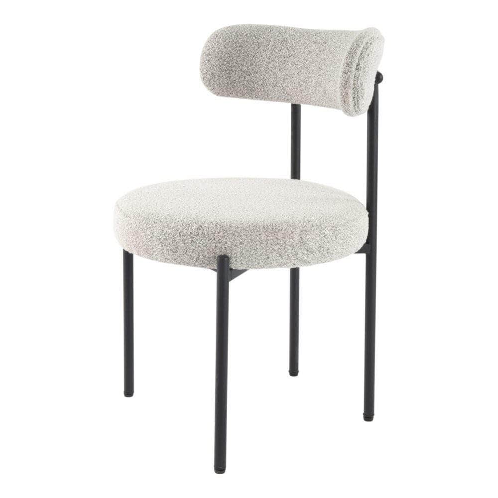 Luxe Boucle Cushioned Elsa Dining Chairs in White Quartz