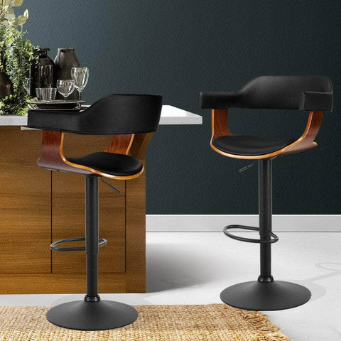Luxurious Duo: 2X Gas Lift Leather Bar Stool Chairs for a Chic Kitchen Ambiance