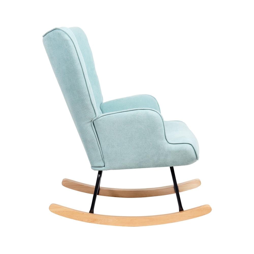 Luxurious Nursing Armchair: Rocking Bliss in Blue/Pink Velvet