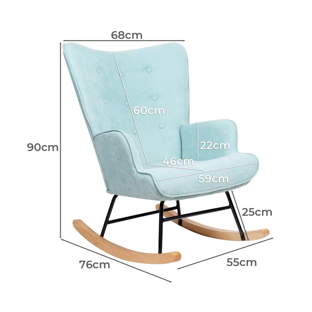 Luxurious Nursing Armchair: Rocking Bliss in Blue/Pink Velvet