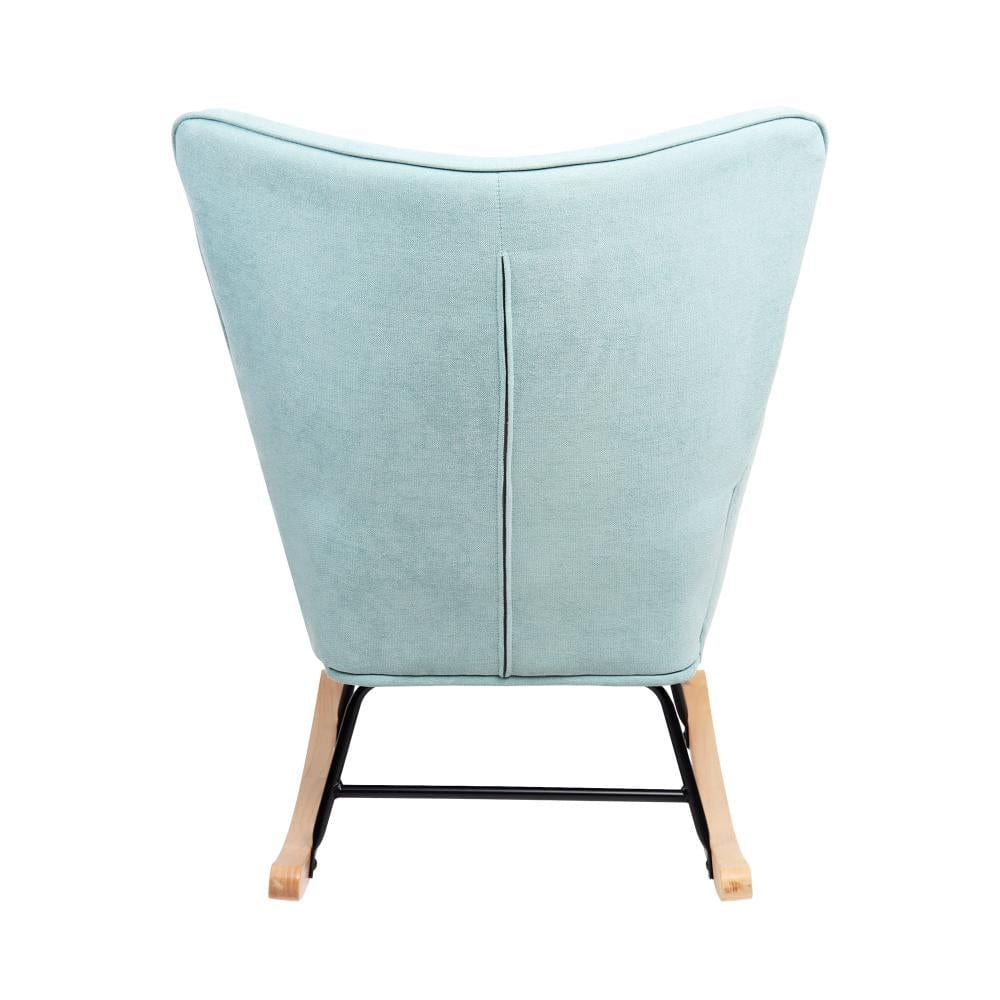 Luxurious Nursing Armchair: Rocking Bliss in Blue/Pink Velvet