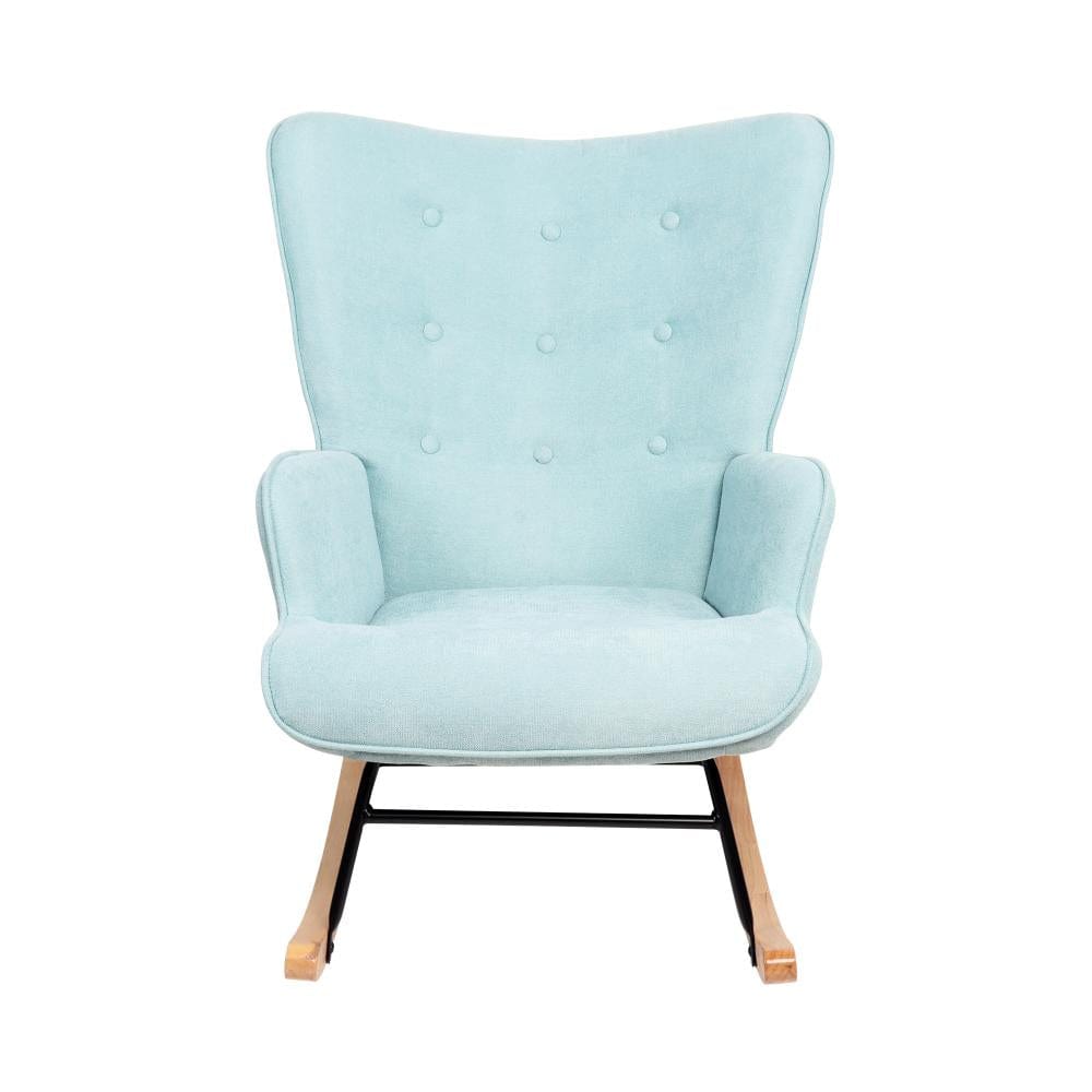 Luxurious Nursing Armchair: Rocking Bliss in Blue/Pink Velvet