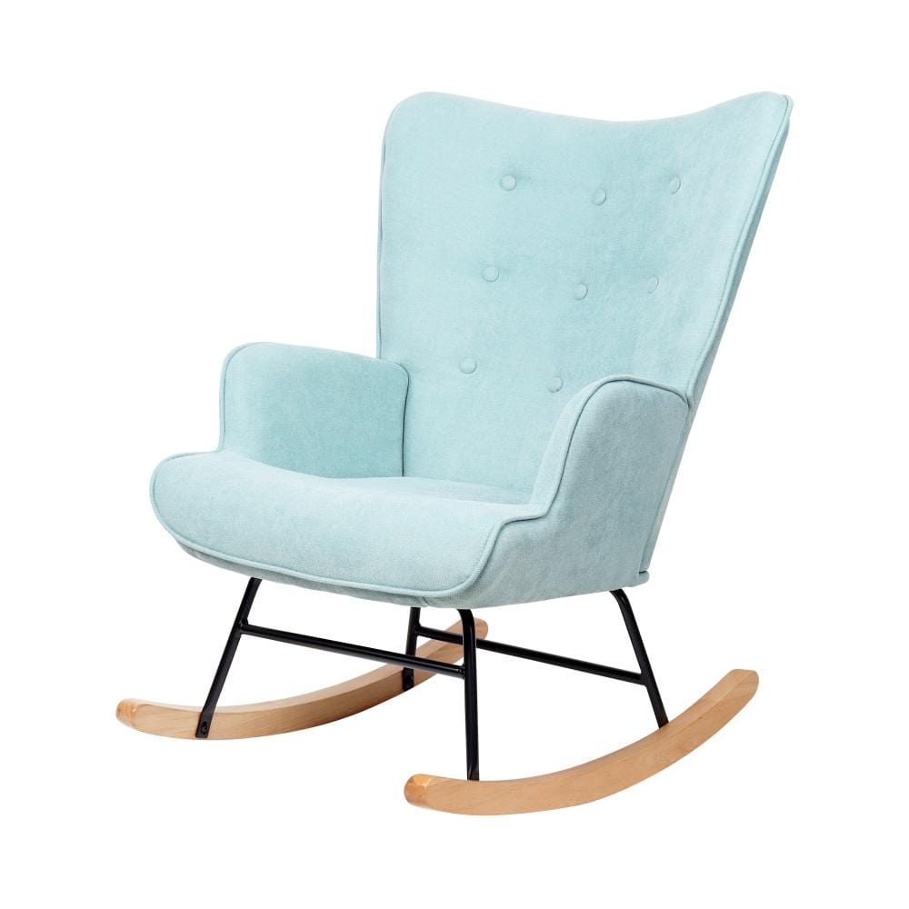 Luxurious Nursing Armchair: Rocking Bliss in Blue/Pink Velvet