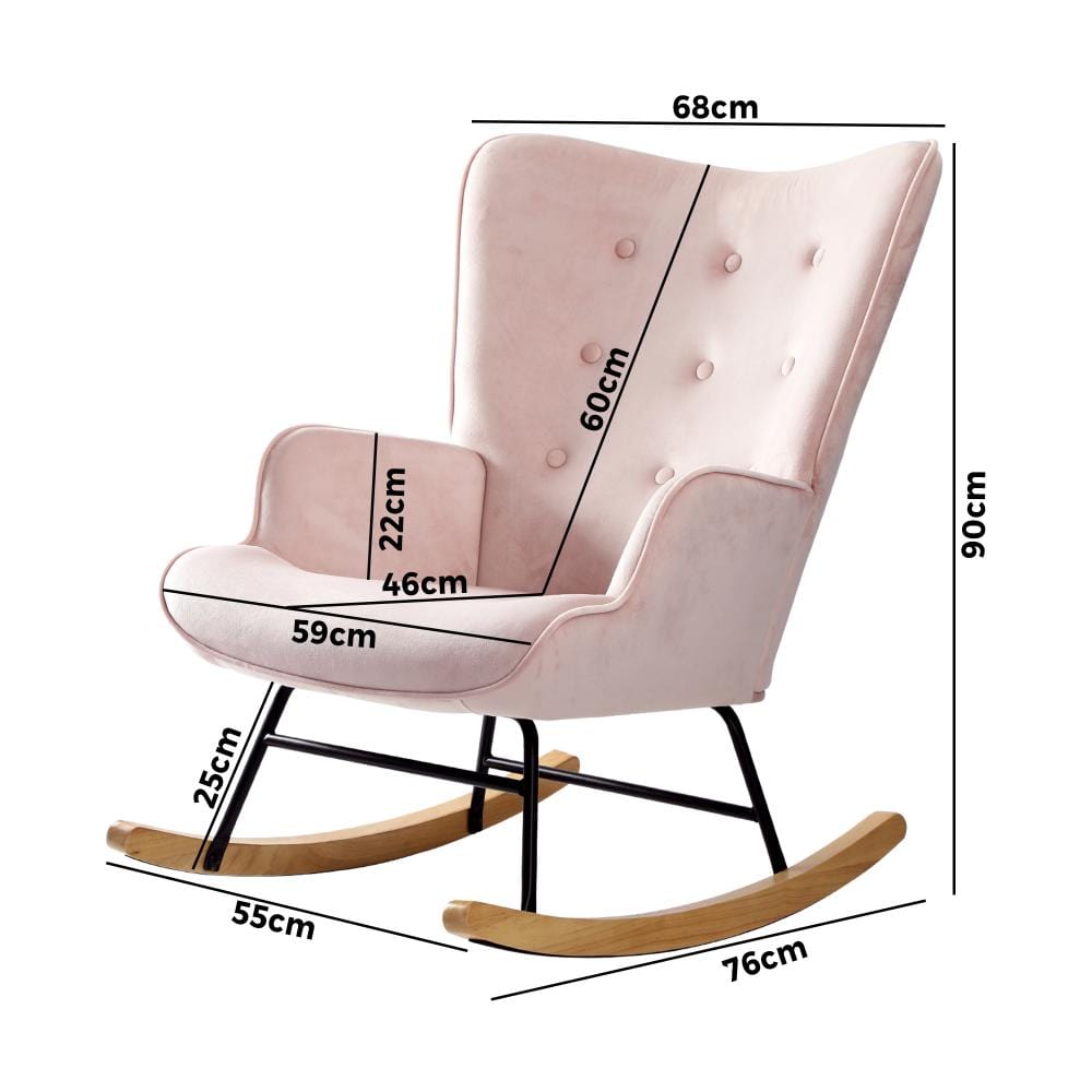 Luxurious Nursing Armchair: Rocking Bliss in Blue/Pink Velvet