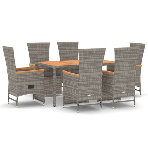 Luxurious Outdoor Entertaining: 7-Piece Cushioned Grey Poly Rattan Set