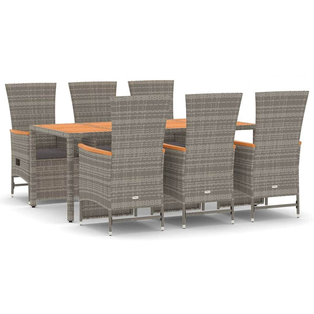 Luxurious Outdoor Entertaining: 7-Piece Cushioned Grey Poly Rattan Set