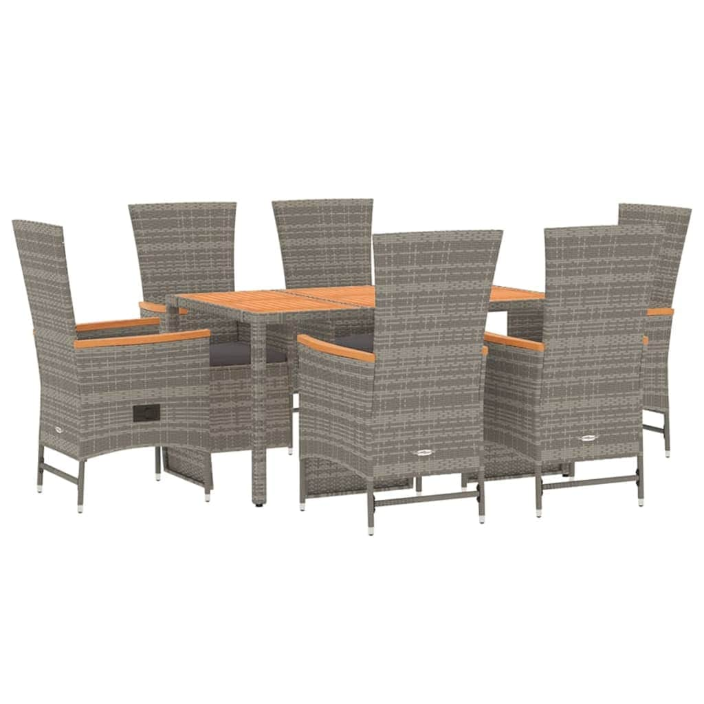 Luxurious Outdoor Entertaining: 7-Piece Cushioned Grey Poly Rattan Set