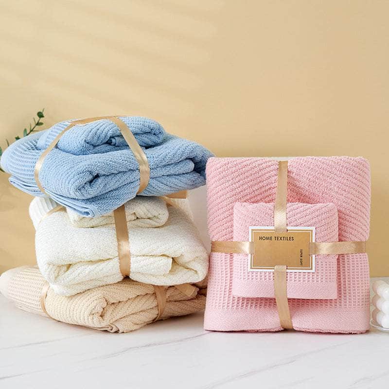 Luxurious Towel Set - Diagonal Stripe Bath & Hand Towels