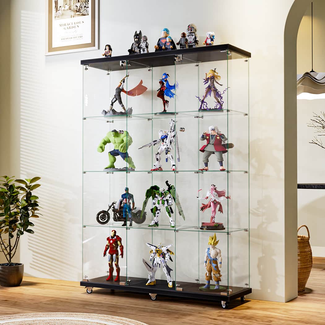 Luxury 169cm Tall Glass Display Cabinet 4 Tier  Scandi Inspired