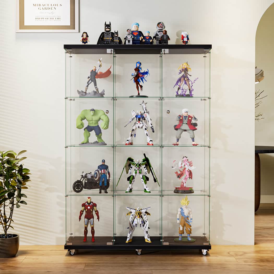 Luxury 169cm Tall Glass Display Cabinet 4 Tier  Scandi Inspired