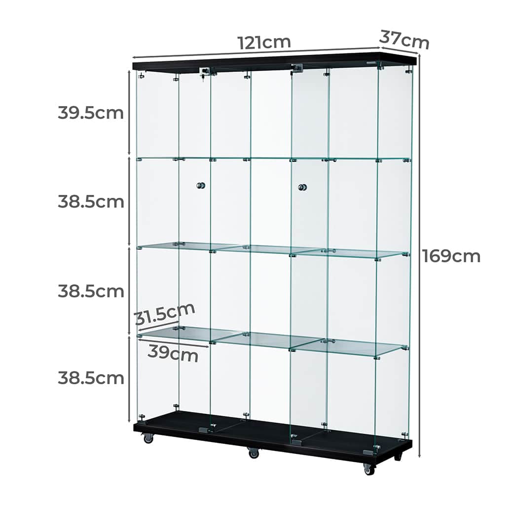 Luxury 169cm Tall Glass Display Cabinet 4 Tier  Scandi Inspired