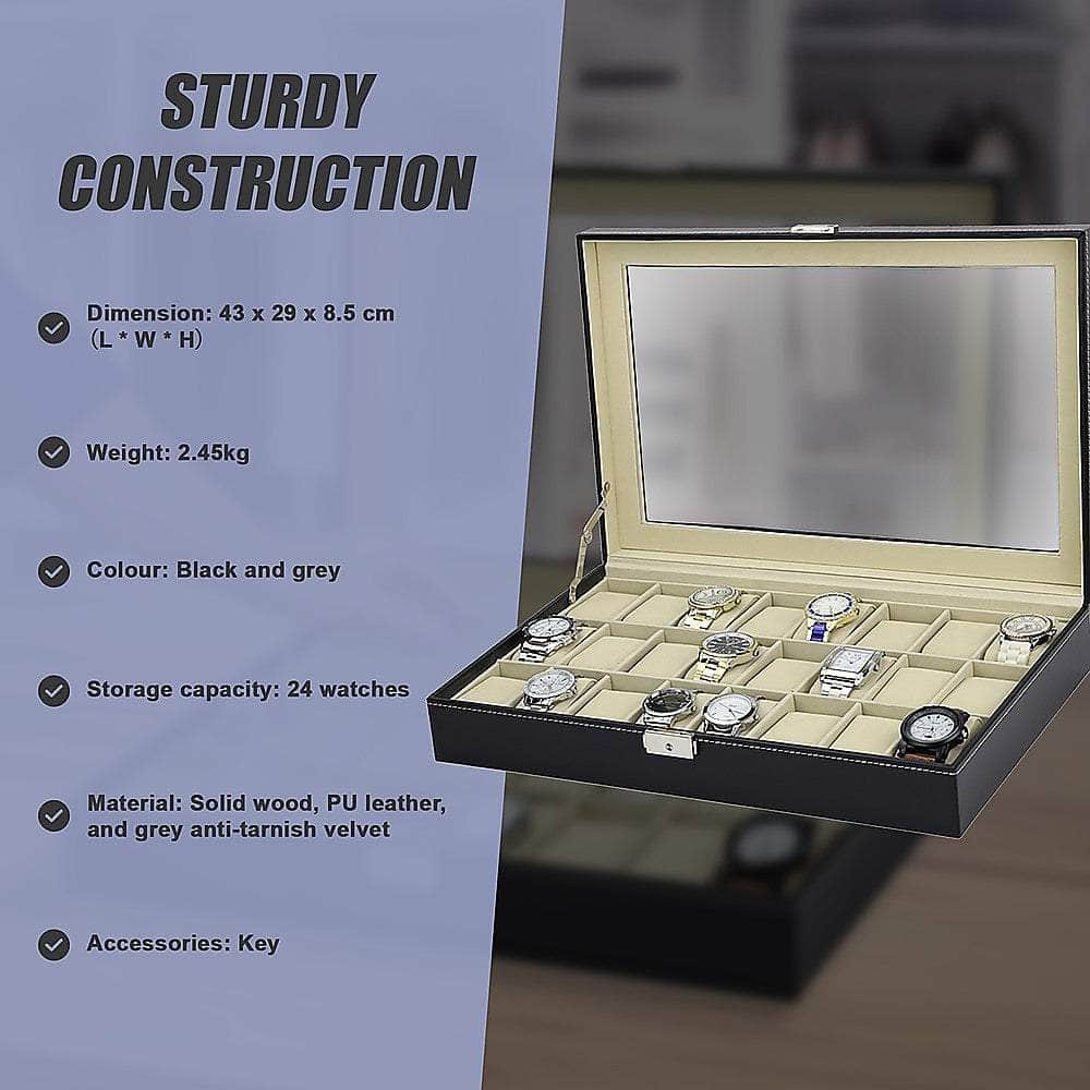 Luxury 24 Slot Watch Display Case