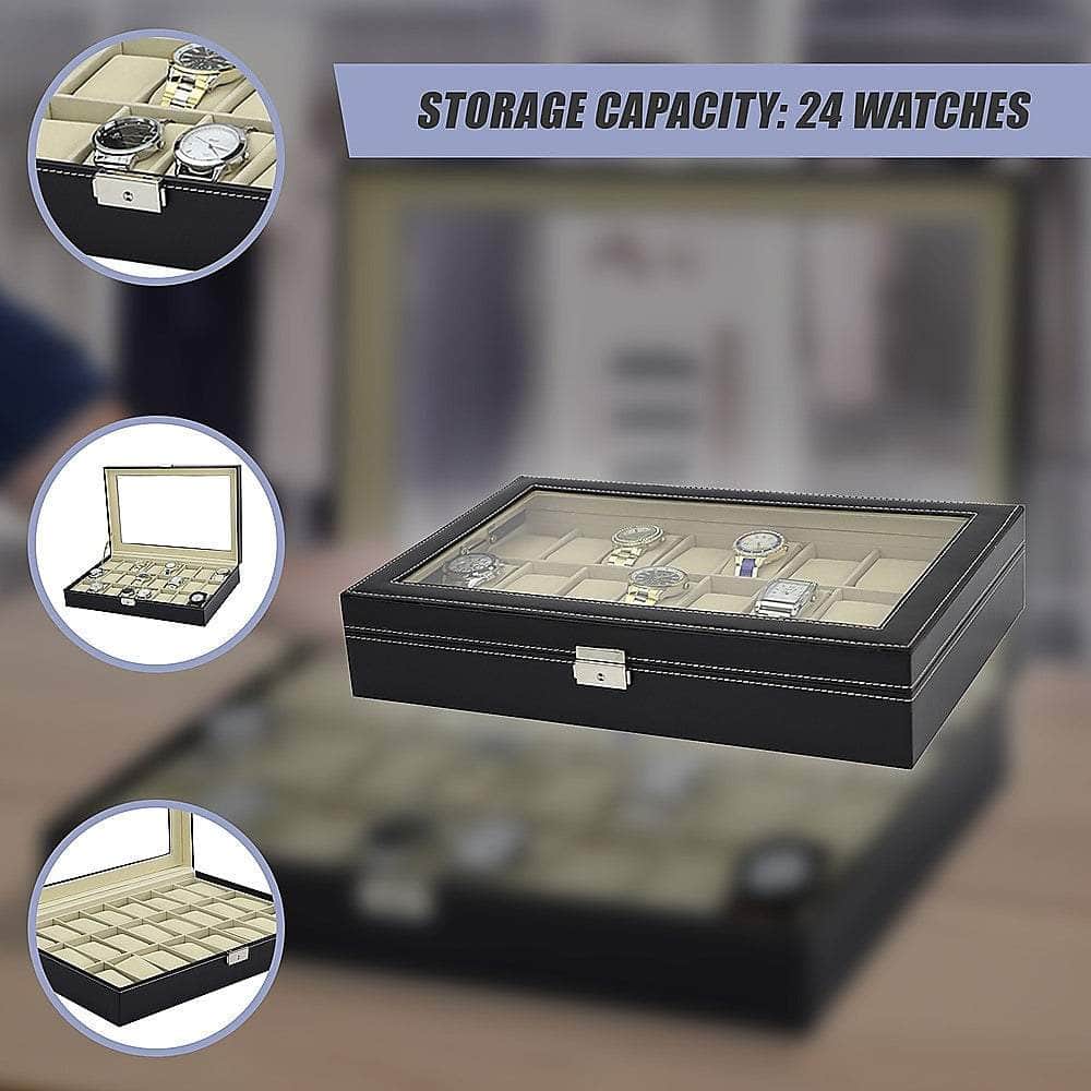 Luxury 24 Slot Watch Display Case