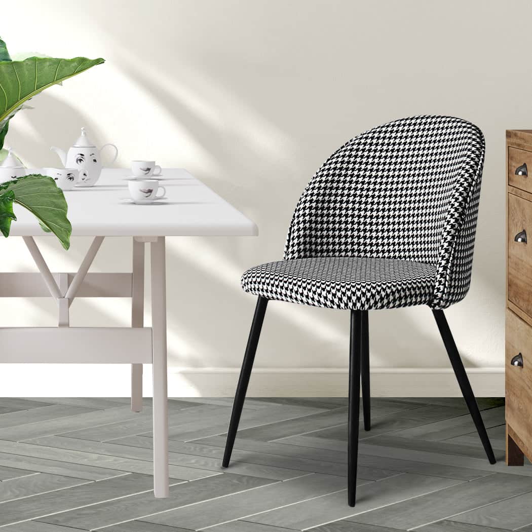 Luxury 2x Dining Chairs Kitchen Cafe Black and White  Foldable