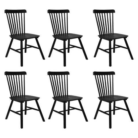 Luxury 6x Dining Chairs Kitchen Winsor Black  Wood Finish Classic