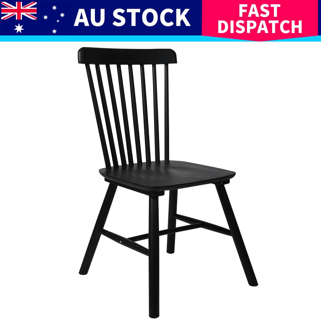 Luxury 6x Dining Chairs Kitchen Winsor Black  Wood Finish Classic