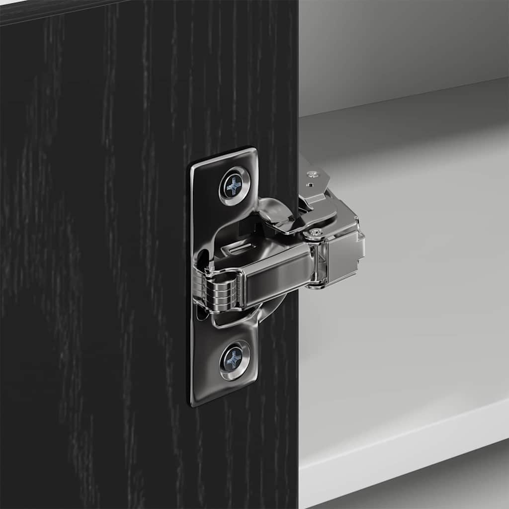 Luxury Cabinet Riga Black Oak and White - Designer Finish with Black colour