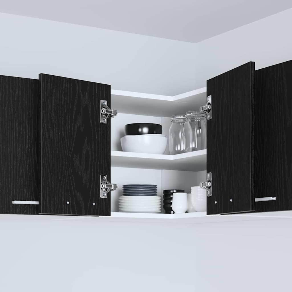 Luxury Cabinet Riga Black Oak and White - Designer Finish