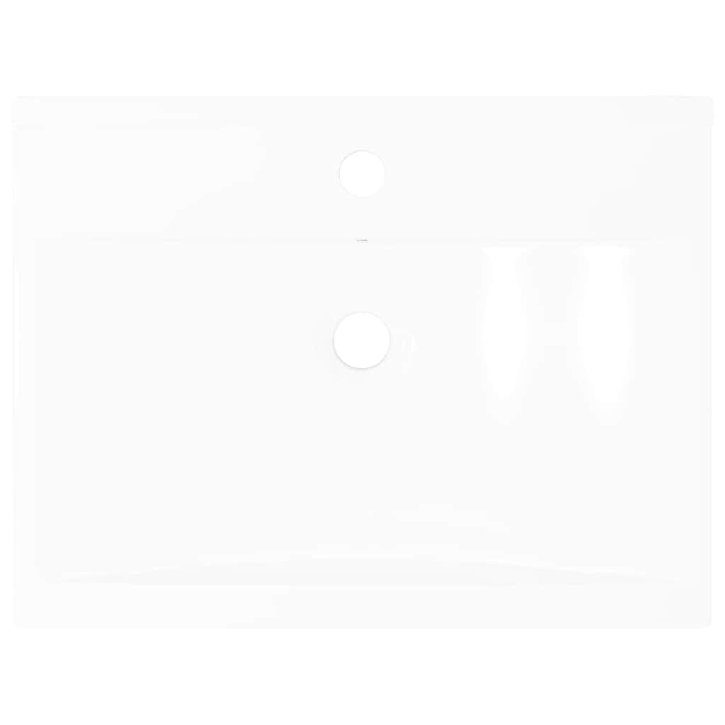 Luxury Ceraic Basin Rectangular Sink White with Faucet Hole