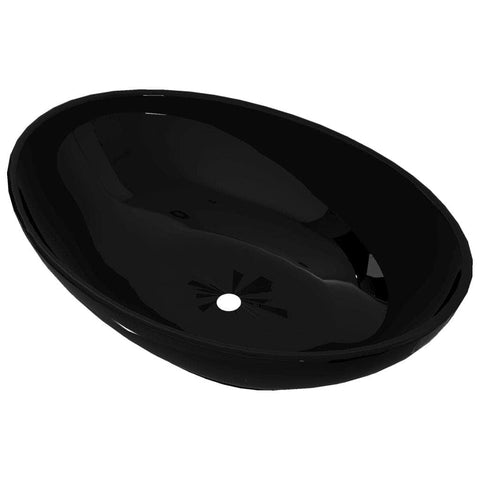 Luxury Ceramic Basin Oval-shaped Sink Black