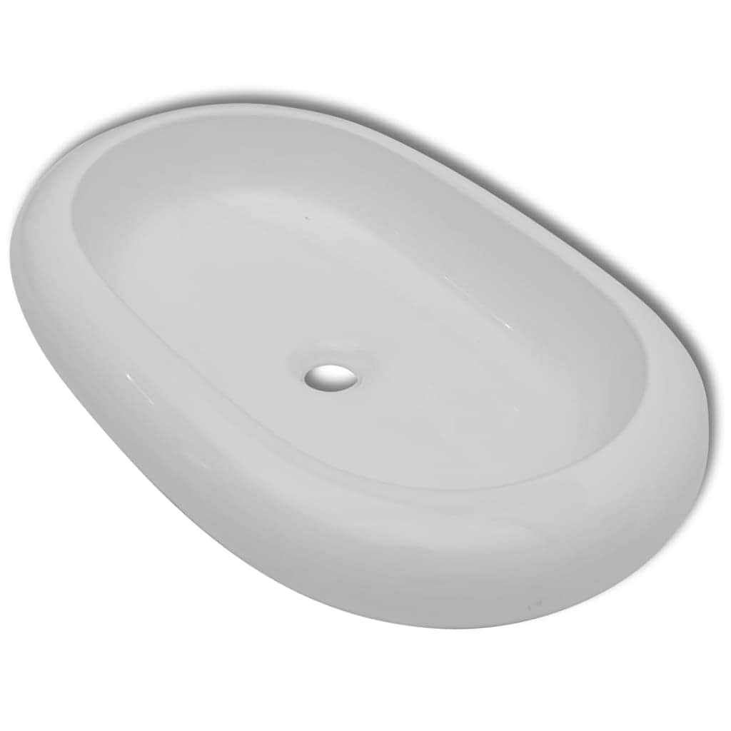 Luxury Ceramic Basin Oval-shaped Sink White S