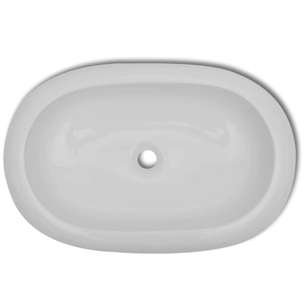 Luxury Ceramic Basin Oval-shaped Sink White S
