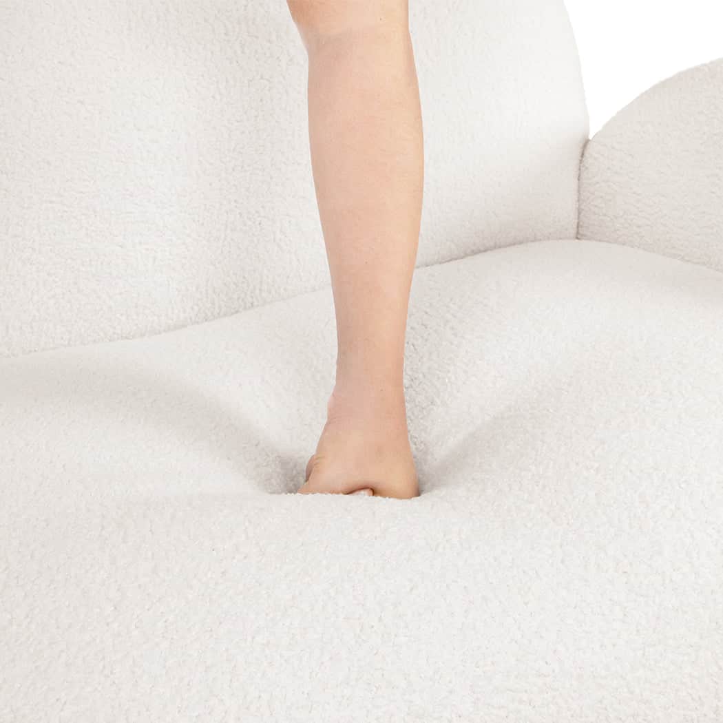 Luxury Cloud Sofa 3 Seater Sherpa Fleece White  Adjustable Height