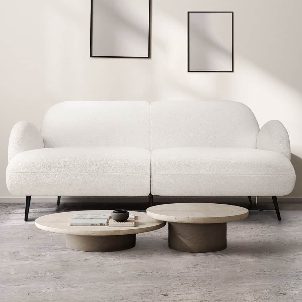 Luxury Cloud Sofa 3 Seater Sherpa Fleece White  Adjustable Height