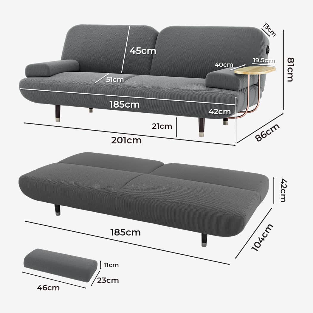 Luxury CONVERTIBLE SOFABED WITH USB CHARGE AND SIDE TABLE  Durable
