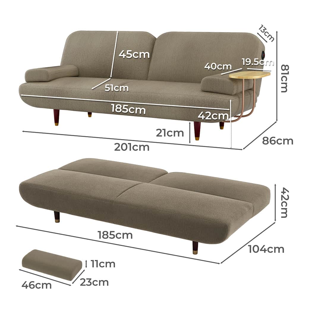 Luxury CONVERTIBLE SOFABED WITH USB CHARGE AND SIDE TABLE  Premium