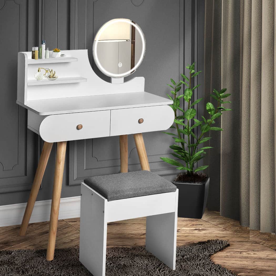 Luxury Dressing Table Stool LED Mirror  Foldable Function Classic