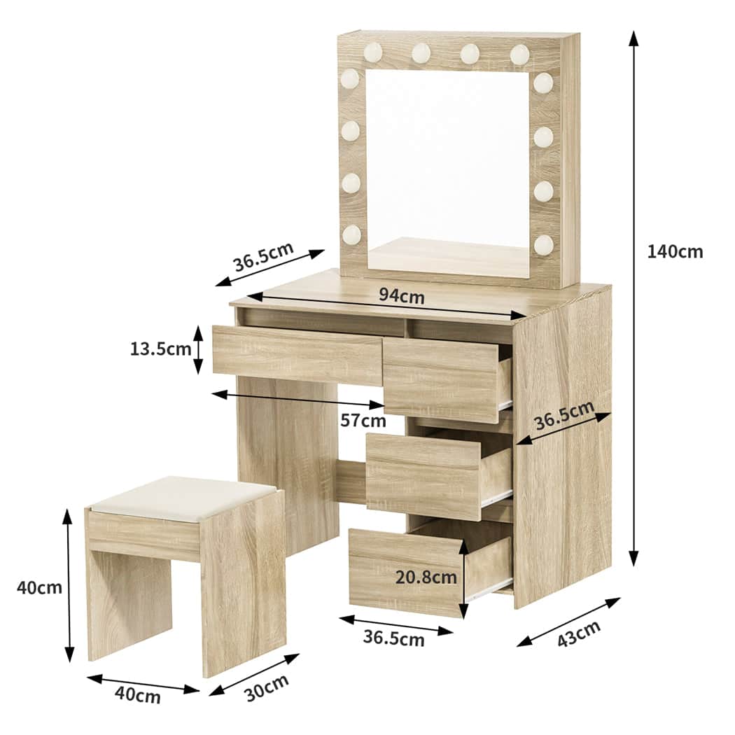 Luxury Dressing Table Stool Set Makeup Mirror Led  Durable Frame