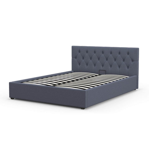 Luxury Gas Lift Bed Charcoal King - Upholstered Headboard