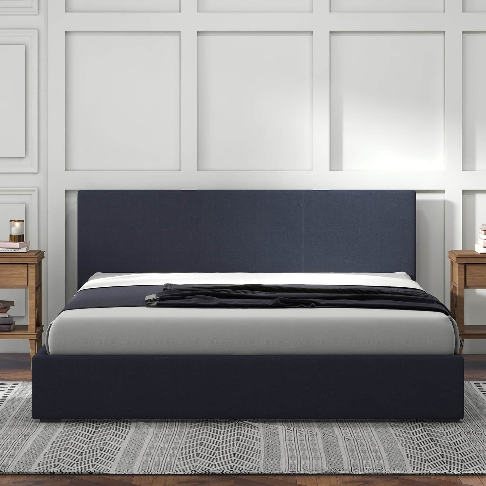Luxury Gas Lift Storage Bed with Upholstered Headboard Charcoal Single