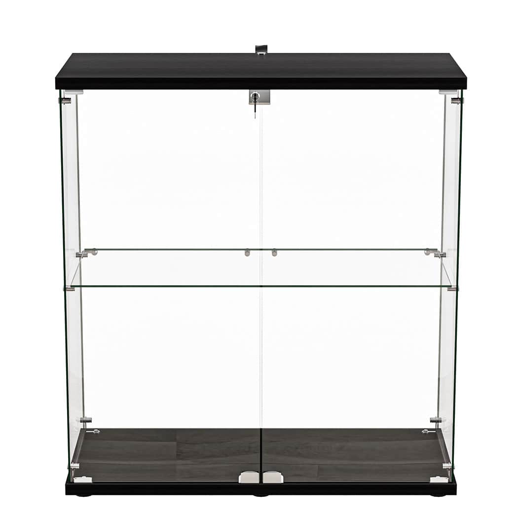 Luxury Glass Display Cabinet Lockable Collections Storage 2 Tier