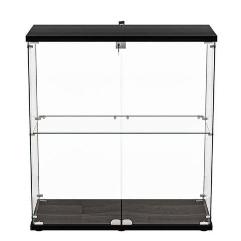 Luxury Glass Display Cabinet Lockable Collections Storage 2 Tier