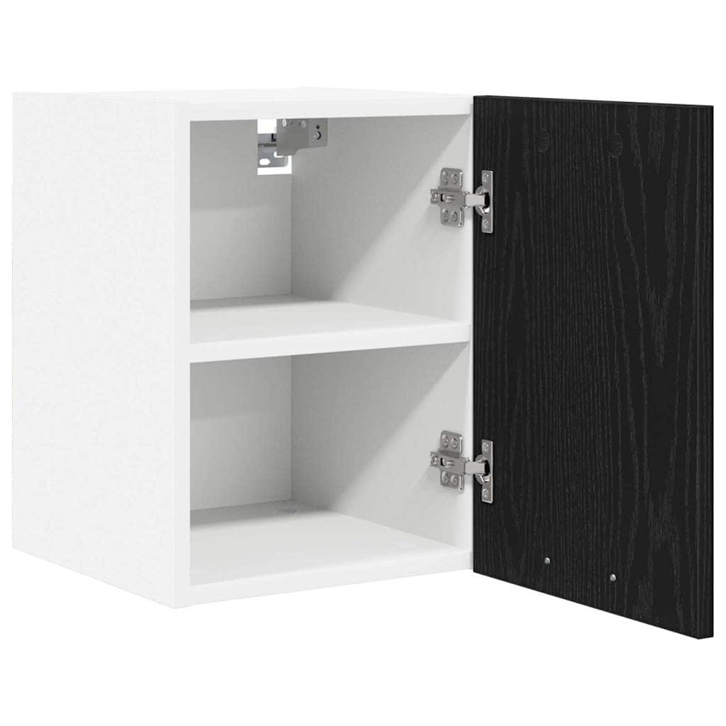 Luxury Hanging Cabinet Riga Black Oak and White - Designer Finish
