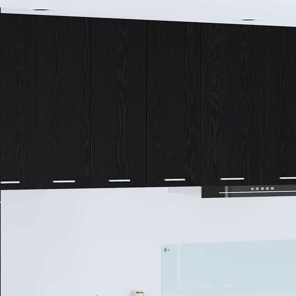Luxury Hanging Cabinet Riga Black Oak and White - Soft Upholstery