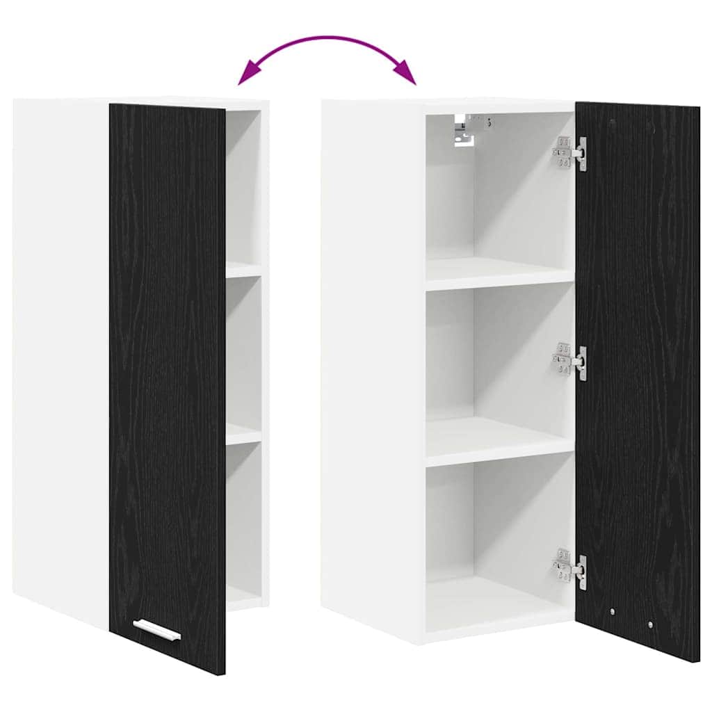Luxury Hanging Cabinet Riga Black Oak and White - Soft Upholstery
