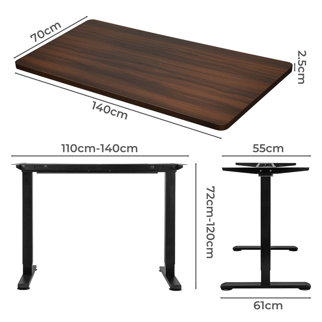 Luxury Motorised Standing Desk Adjustable 140cm Walnut 1000x 1MM