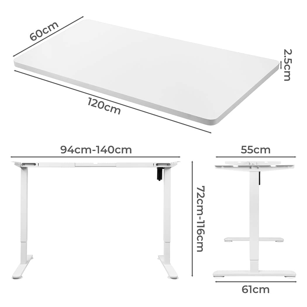 Luxury Motorised Standing Desk Height 120cm White 800x 1.5MM  Soft