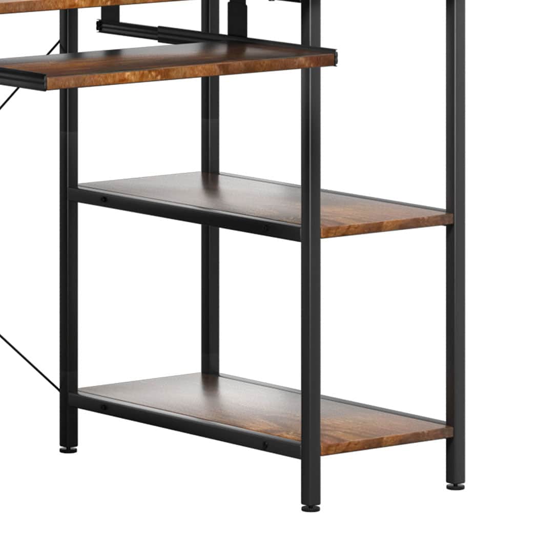 Luxury Office Gaming Computer Desk Brown  Multipurpose Use Classic