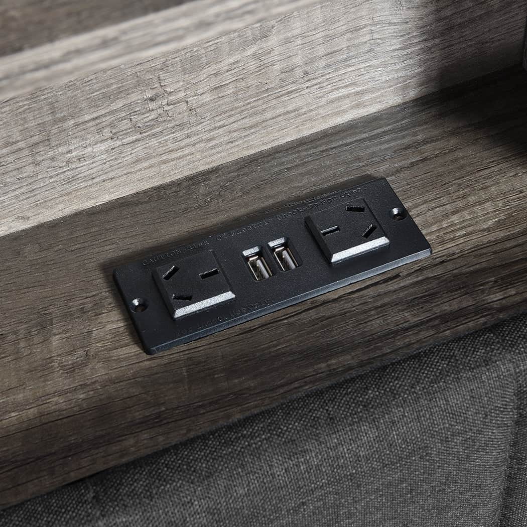 Luxury Queen Bed Frame with Storage Headboard RGB LED  Adjustable