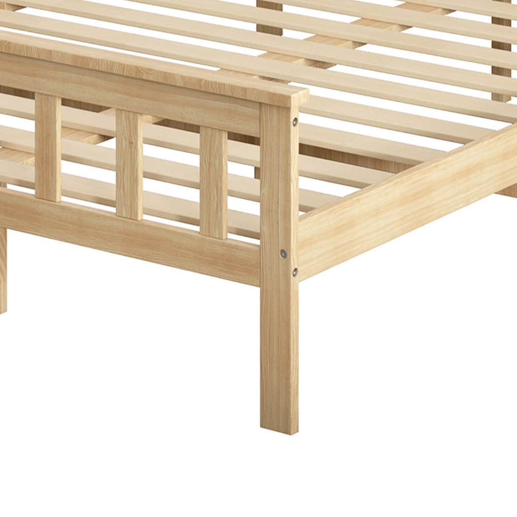 Luxury Wooden Bed Frame Queen Size Mattress Natural  Foldable