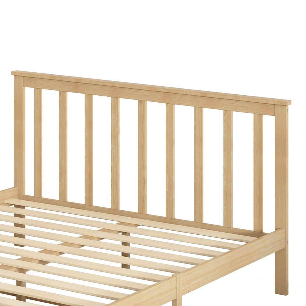 Luxury Wooden Bed Frame Queen Size Mattress Natural  Foldable