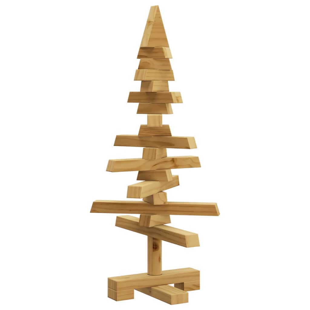 Luxury Wooden Christmas Tree with Stand Brown 60cm Solid pine wood