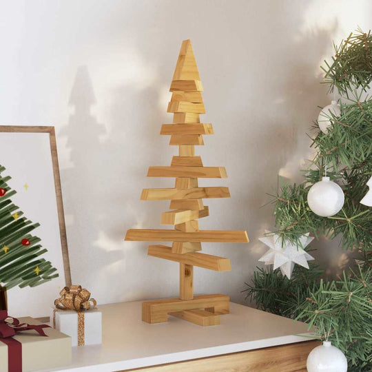 Luxury Wooden Christmas Tree with Stand Brown 60cm Solid pine wood | Brown colour